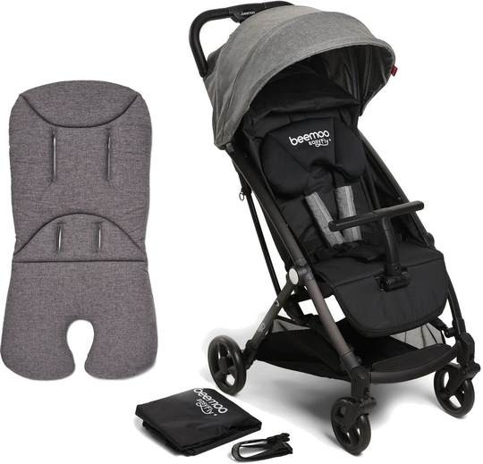 Beemoo Easy Fly+ Matkarattaat + Memory Foam Istuinpehmuste, Grey Mélange