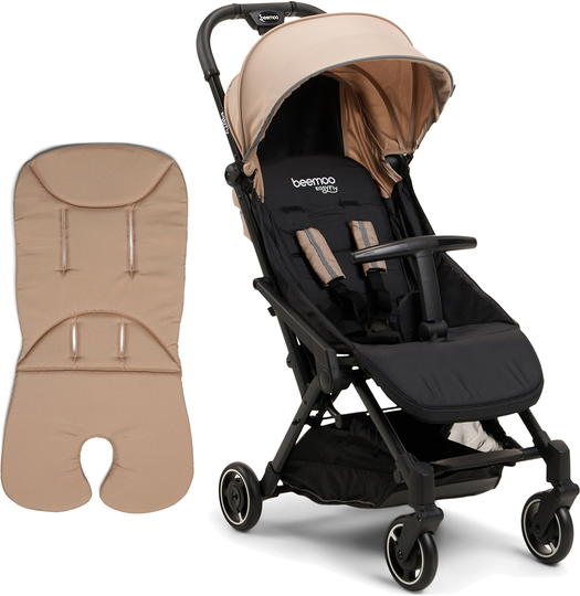 Beemoo Easy Fly Lux 3 Matkarattaat + Memory Foam Istuinpehmuste, Mocha Beige