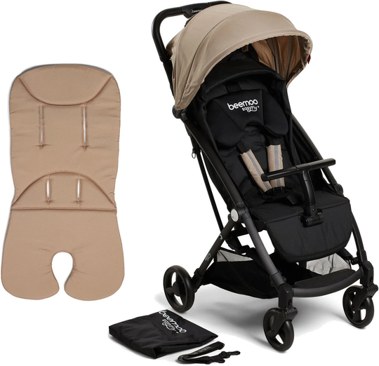 Beemoo Easy Fly+ Matkarattaat + Memory Foam Istuinpehmuste, Mocha Beige