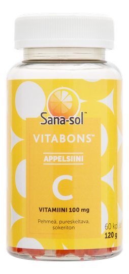 Sana-Sol Vitabons c-vitamiini 100mg appelsiini 60 kpl