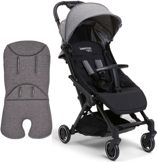 Beemoo Easy Fly Lux 3 Matkarattaat + Memory Foam Istuinpehmuste, Grey Mélange