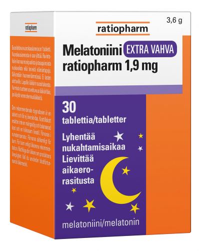 Melatoniini Extra Vahva ratiopharm 1,9 mg 30 kpl suussaliukeneva kalvo