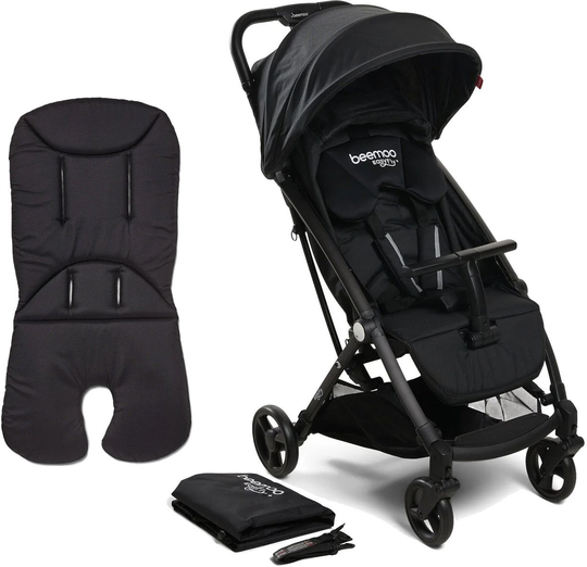 Beemoo Easy Fly+ Matkarattaat + Memory Foam Istuinpehmuste, Black