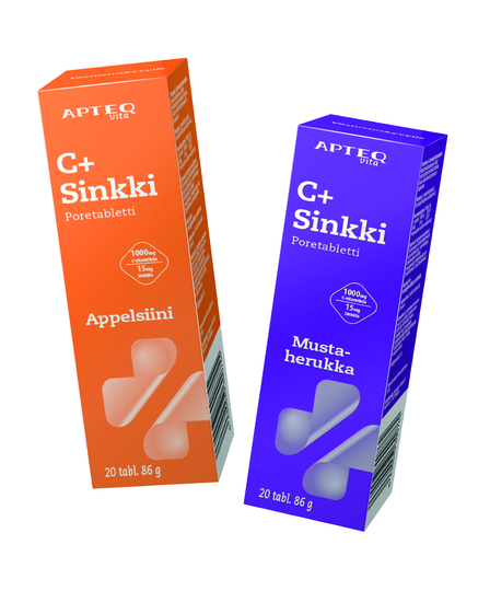 Apteq C + sinkki poretabl. Appelsiini 20 kpl