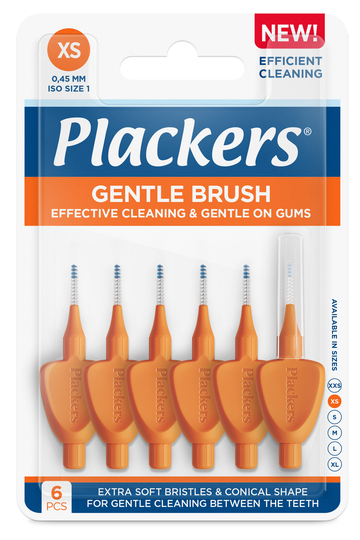 Plackers Gentle Brush XS 0.45 mm hammasväliharja 6 kpl