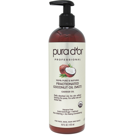 Pura D'or Pro Label Organic Fractionated Coconut Oil 473 ml