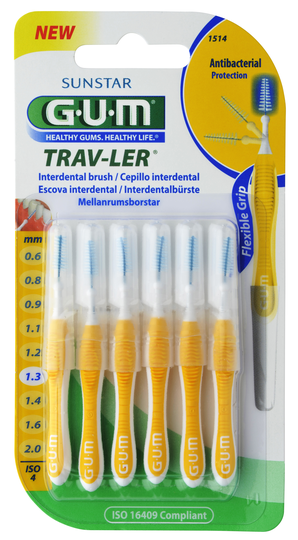 Gum Trav-Ler väliharja 1,3 mm keltainen 6 kpl 1514g